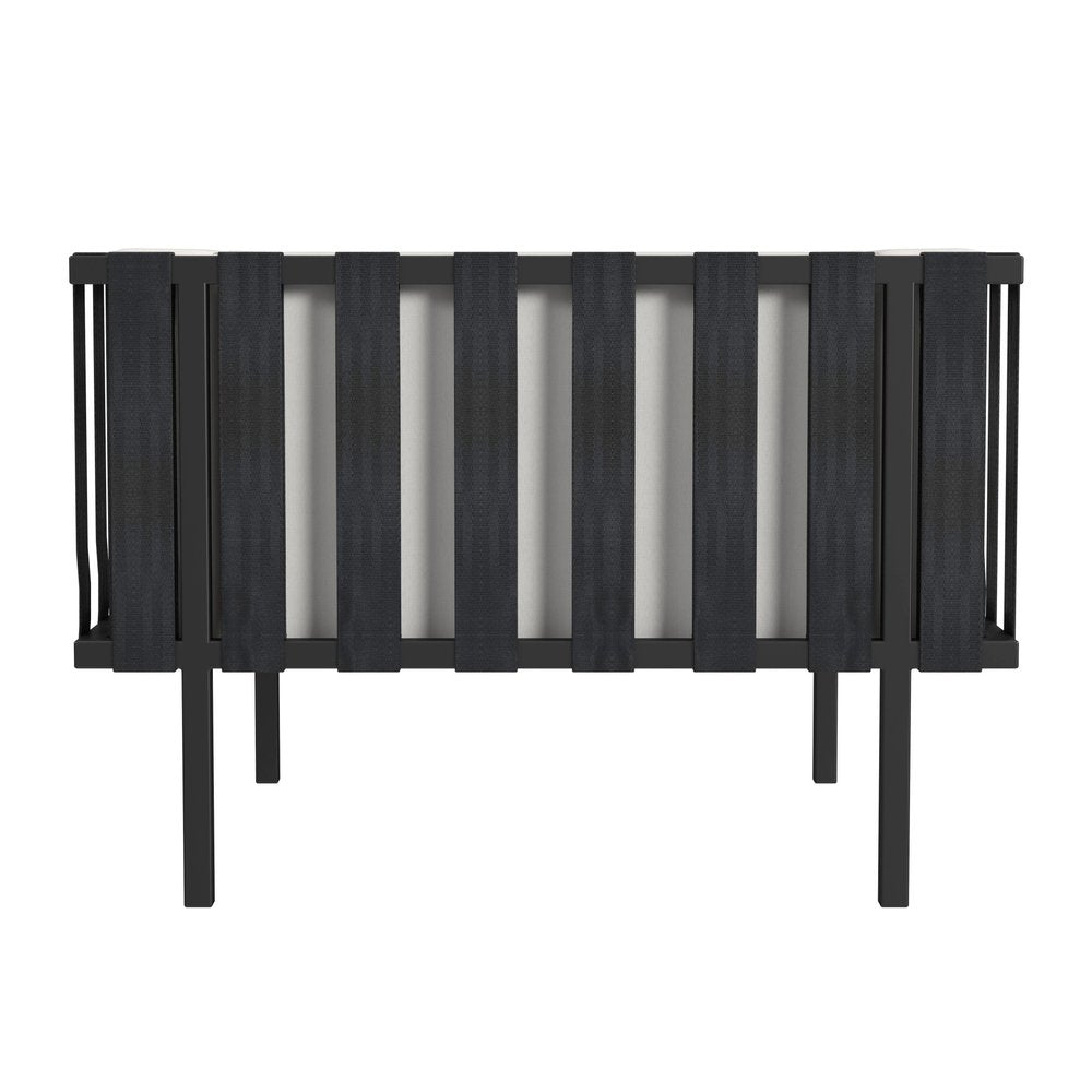 Black Metal Outdoor Arm Chair with Off White Cushion - 33-inch