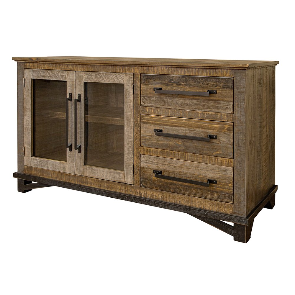 Brown Solid and Manufactured Wood Distressed Buffet Table - 60-inch