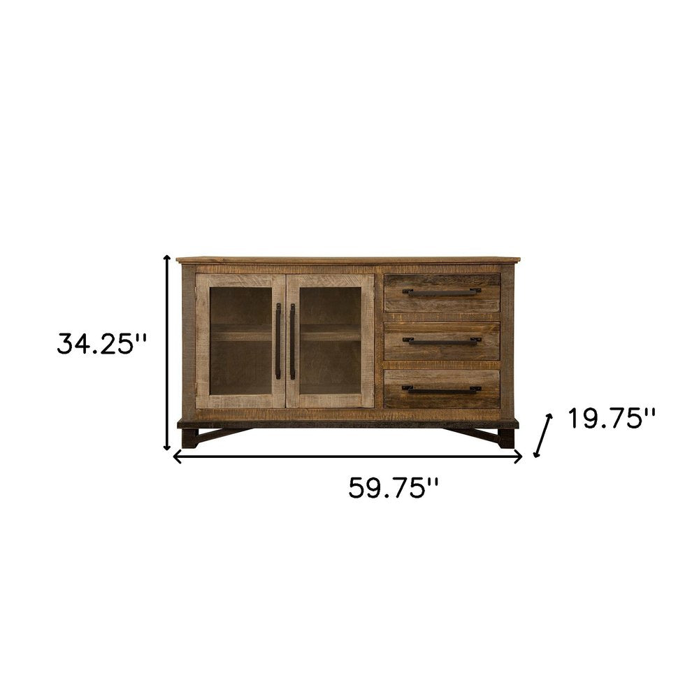 Brown Solid and Manufactured Wood Distressed Buffet Table - 60-inch