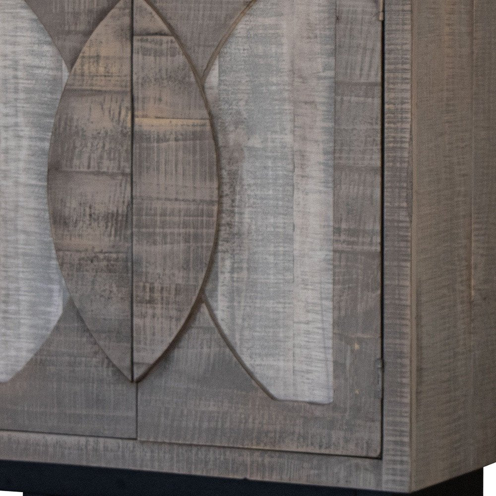 Gray Solid and Manufactured Wood Distressed Buffet Table - 32-inch