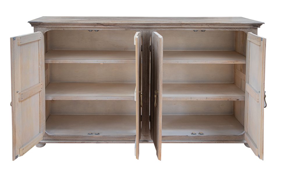 Sand Solid and Manufactured Wood Distressed Credenza - 72-inch