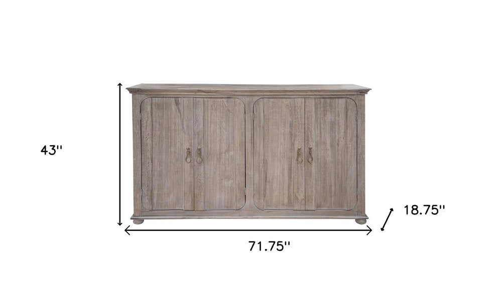 Sand Solid and Manufactured Wood Distressed Credenza - 72-inch
