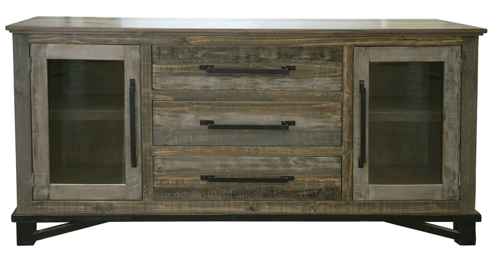 Brown Solid and Manufactured Wood Distressed Buffet Table - 69-inch
