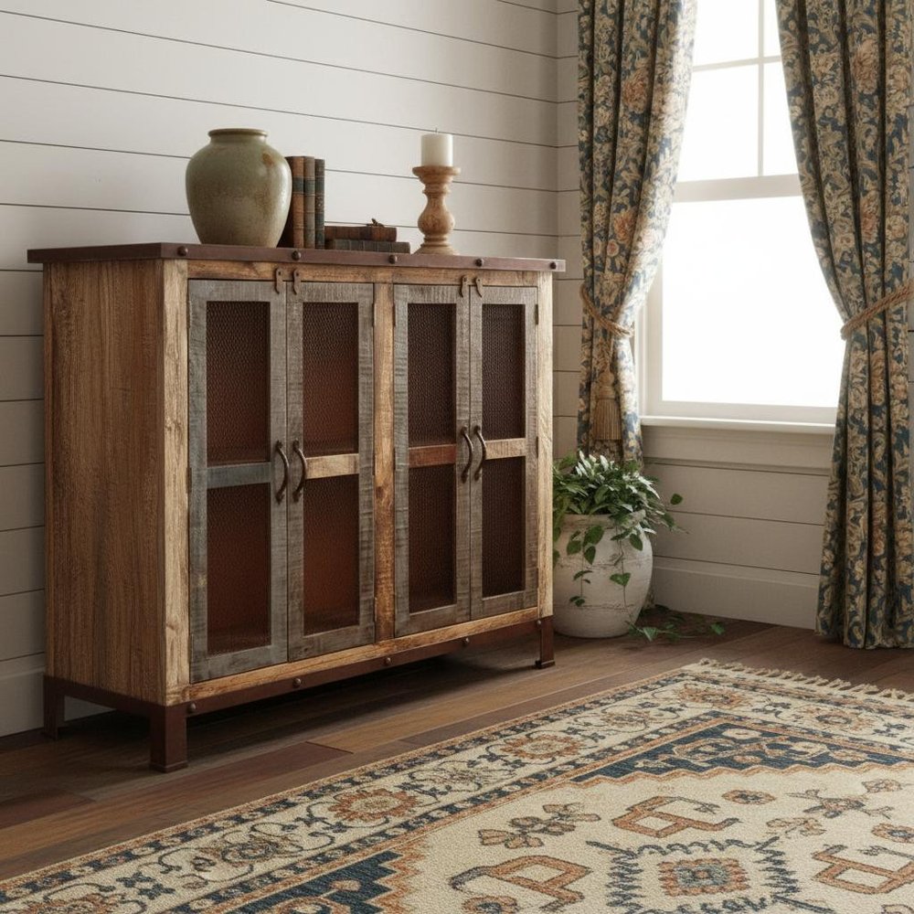 Brown Solid and Manufactured Wood Distressed Buffet Table - 49-inch