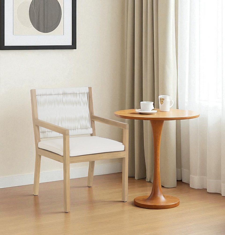 Natural Faux Leather Dining Arm Chair