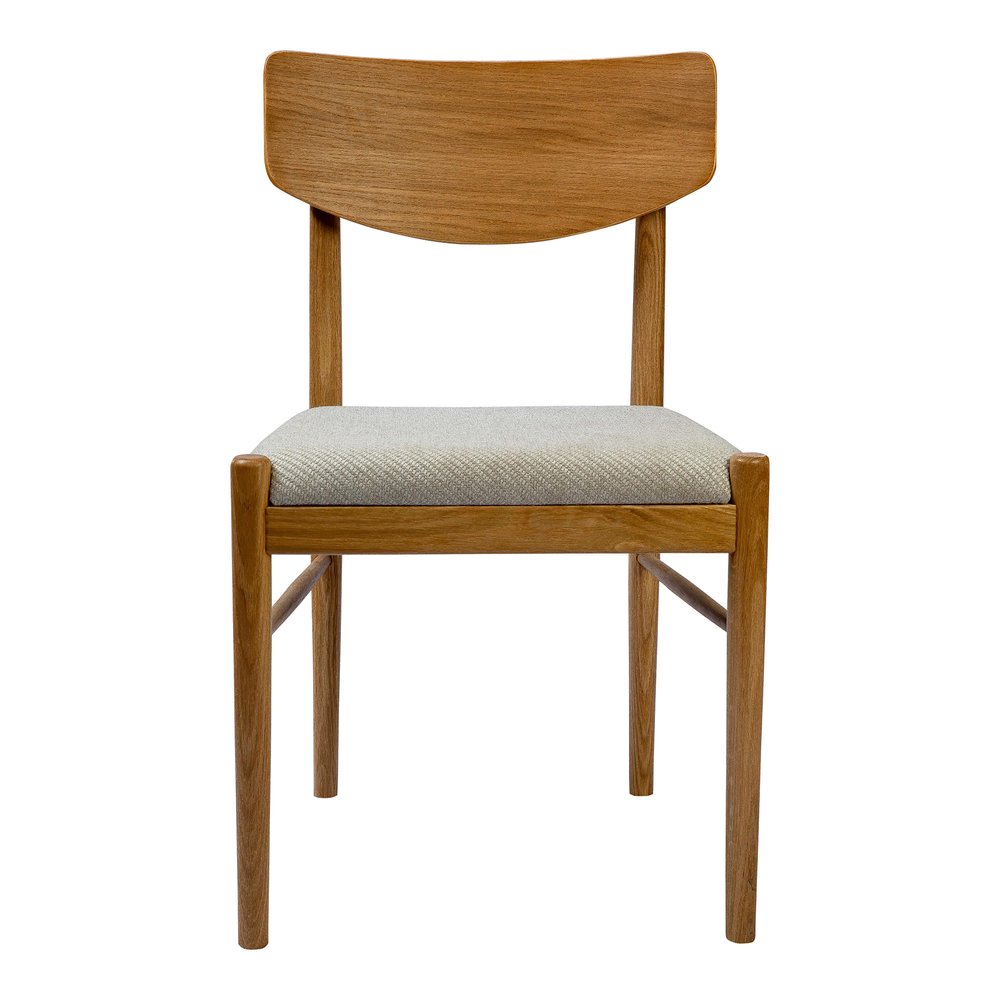Off White and Natural Fabric Open Back Dining Side Chair