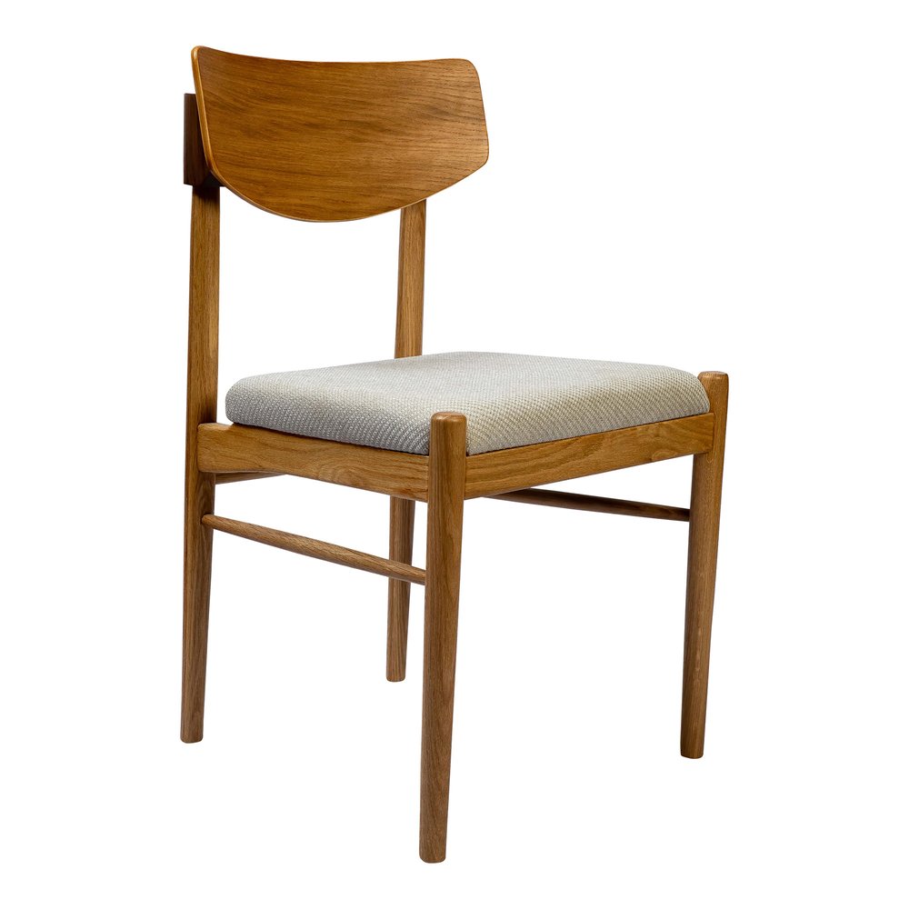 Off White and Natural Fabric Open Back Dining Side Chair