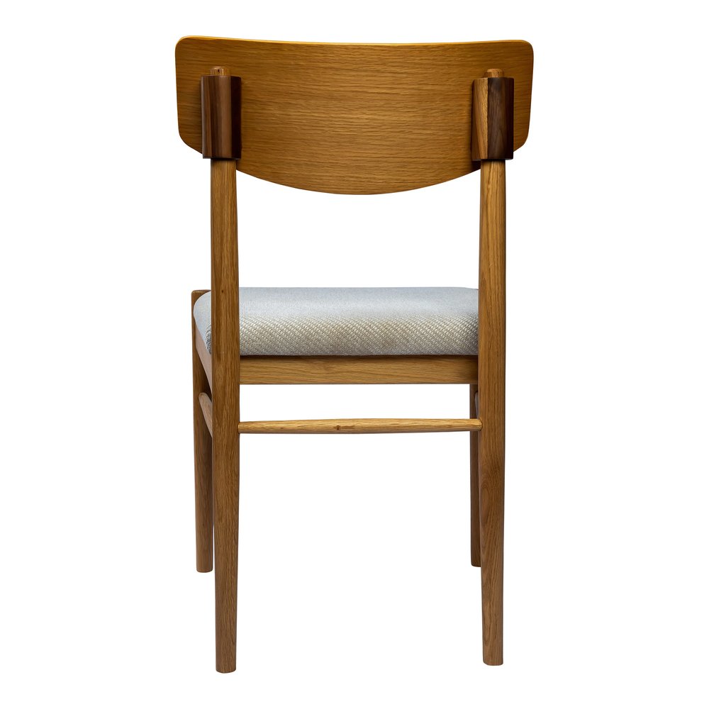 Off White and Natural Fabric Open Back Dining Side Chair