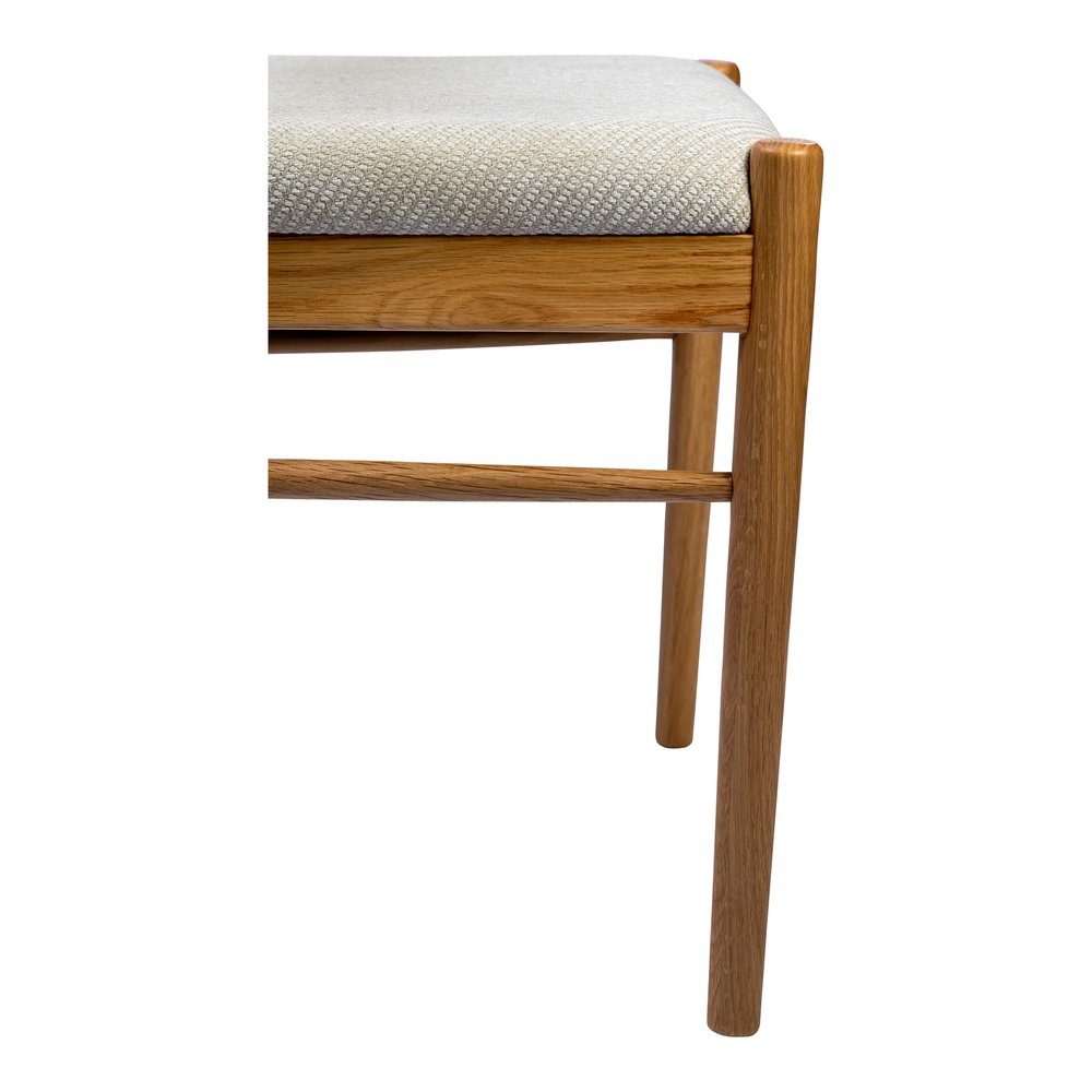 Off White and Natural Fabric Open Back Dining Side Chair
