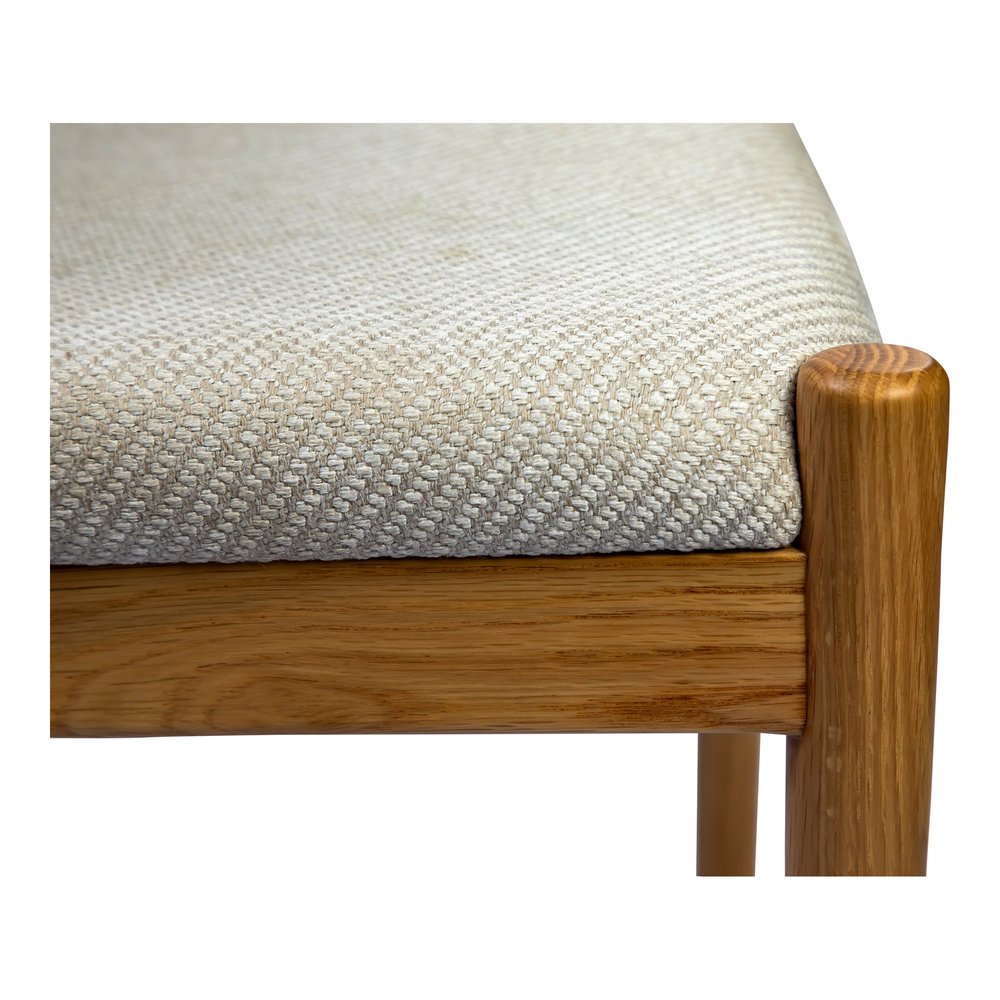 Off White and Natural Fabric Open Back Dining Side Chair