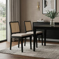 Set of Two Black Fabric Dining Side Chairs