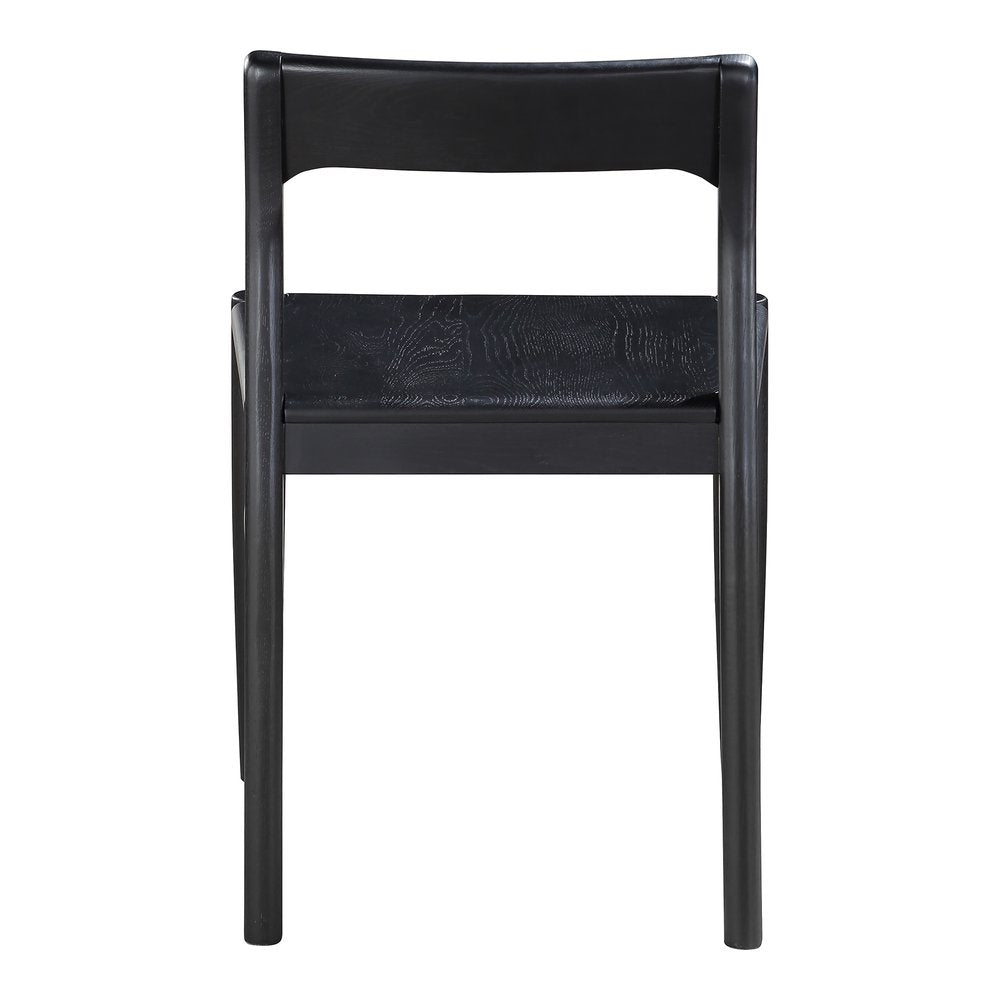 Set of Two Black Solid Wood Open Back Dining Side Chairs