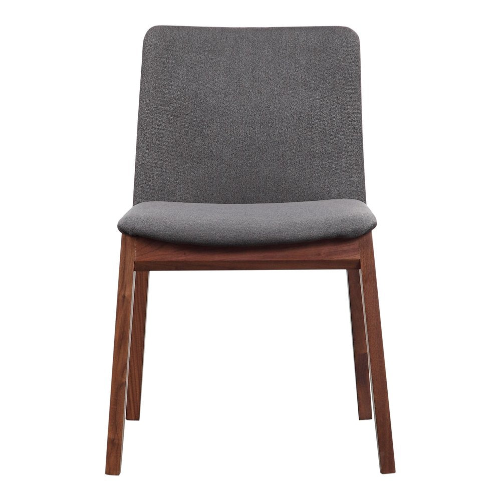 Set of Two Gray and Brown Fabric Dining Side Chairs