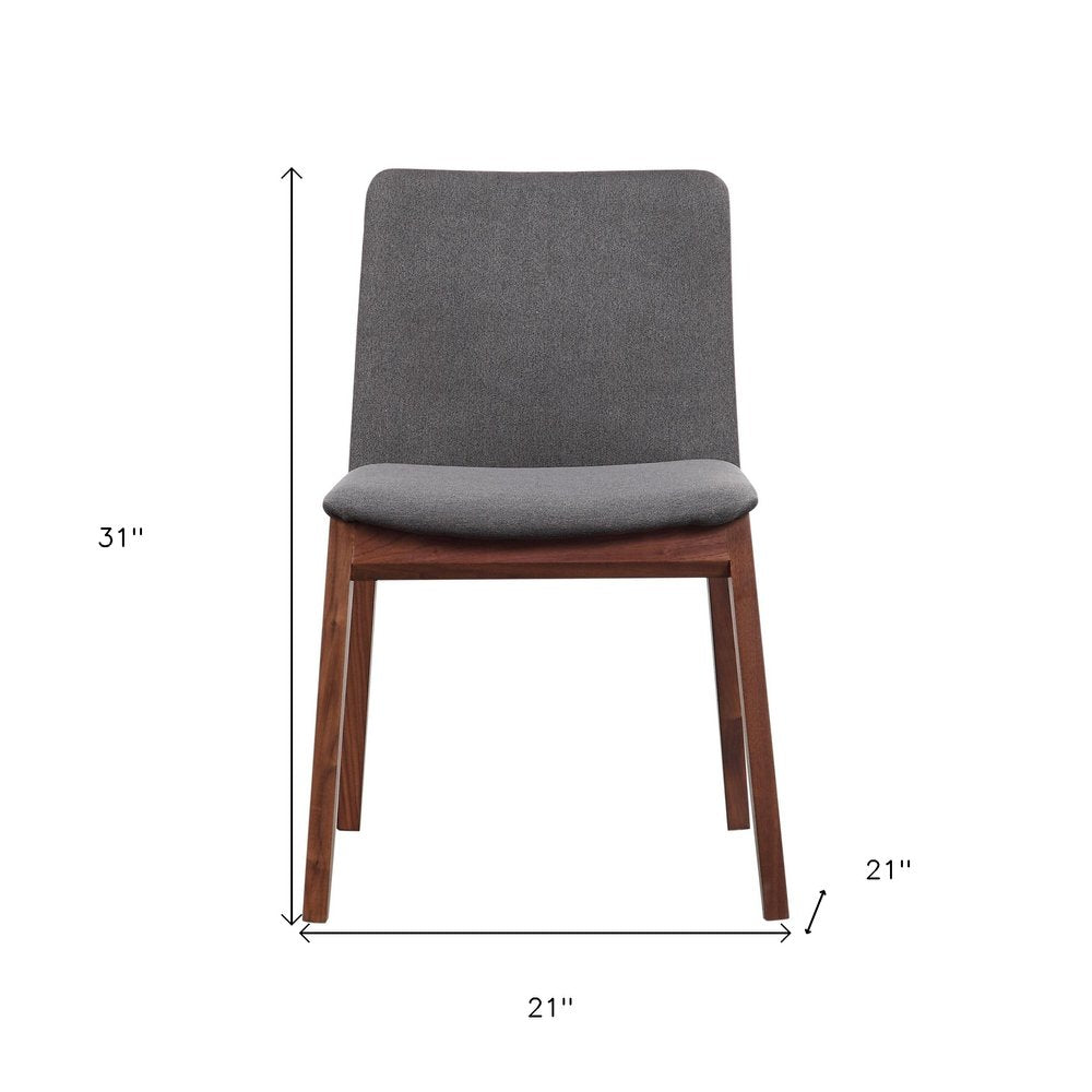 Set of Two Gray and Brown Fabric Dining Side Chairs
