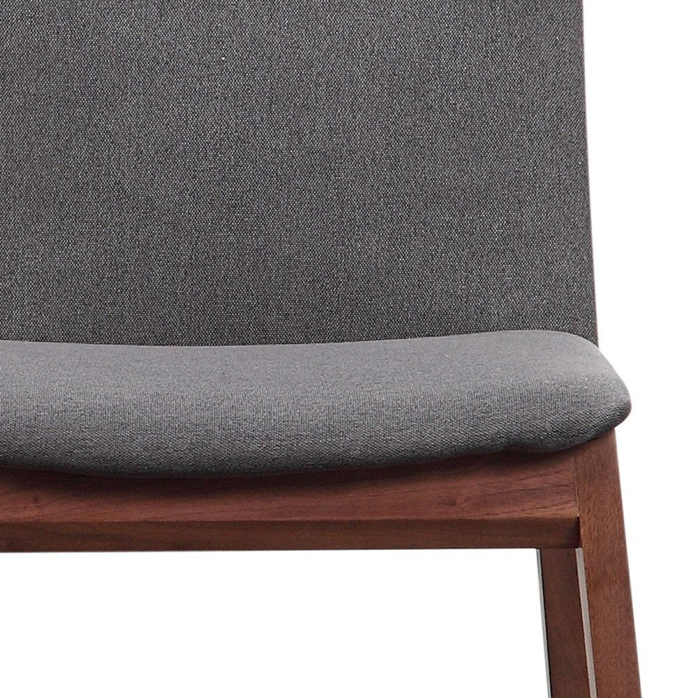 Set of Two Gray and Brown Fabric Dining Side Chairs