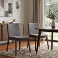 Set of Two Gray and Brown Fabric Dining Side Chairs
