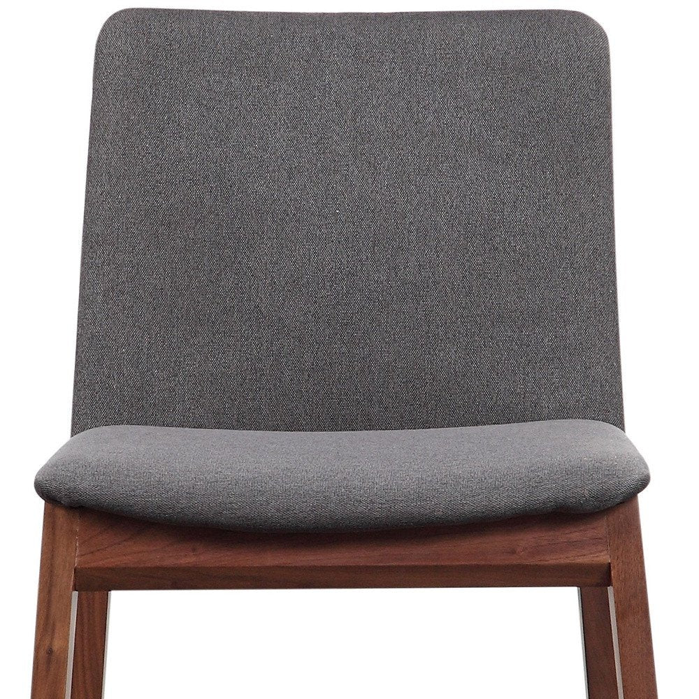 Set of Two Gray and Brown Fabric Dining Side Chairs