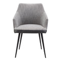Gray and Black Faux Leather Dining Arm Chair
