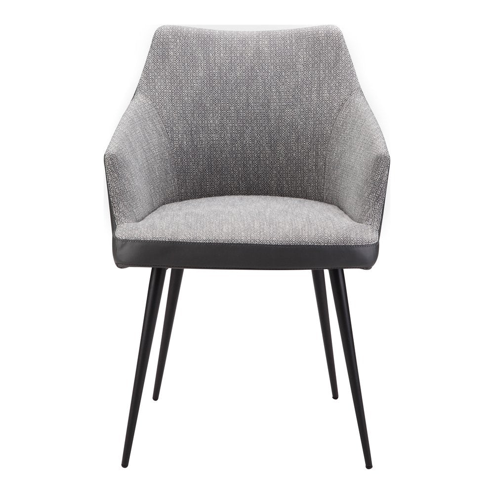 Gray and Black Faux Leather Dining Arm Chair