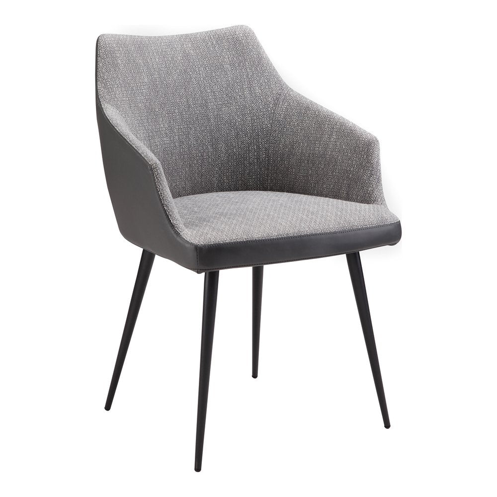 Gray and Black Faux Leather Dining Arm Chair