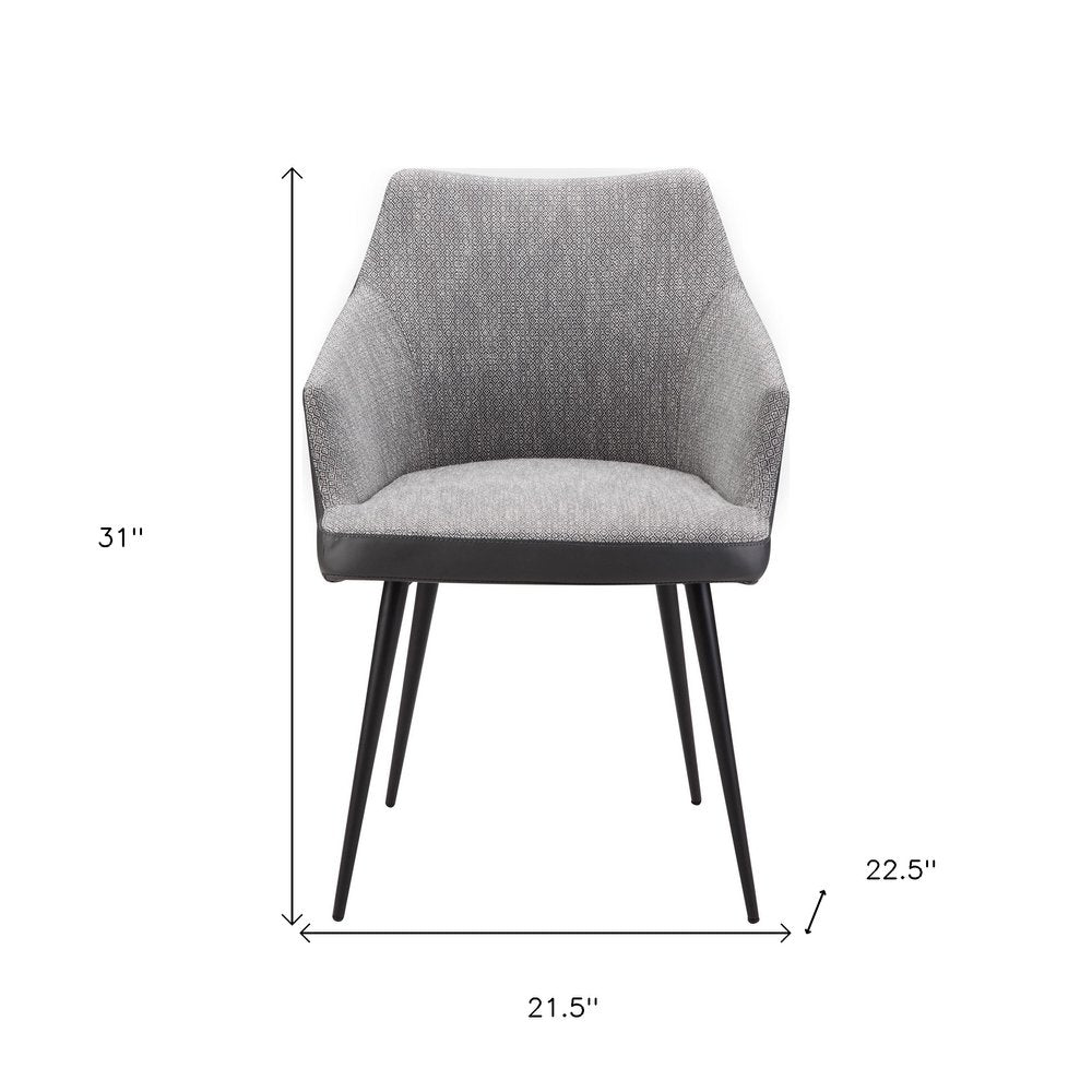 Gray and Black Faux Leather Dining Arm Chair