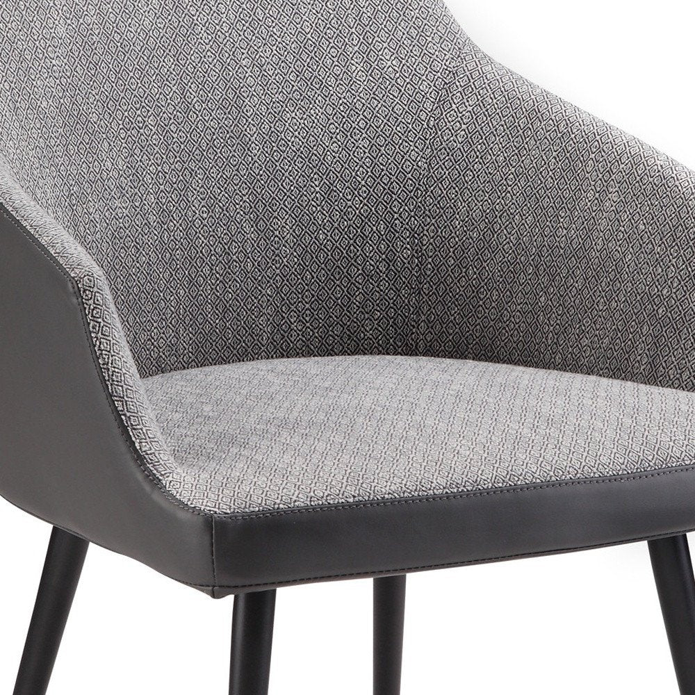 Gray and Black Faux Leather Dining Arm Chair