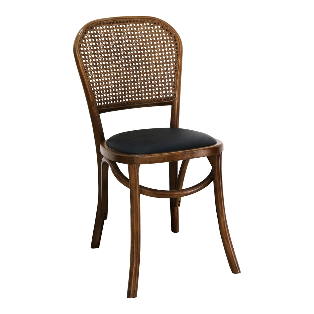 Set of Two Brown Faux Leather Open Back Dining Side Chairs