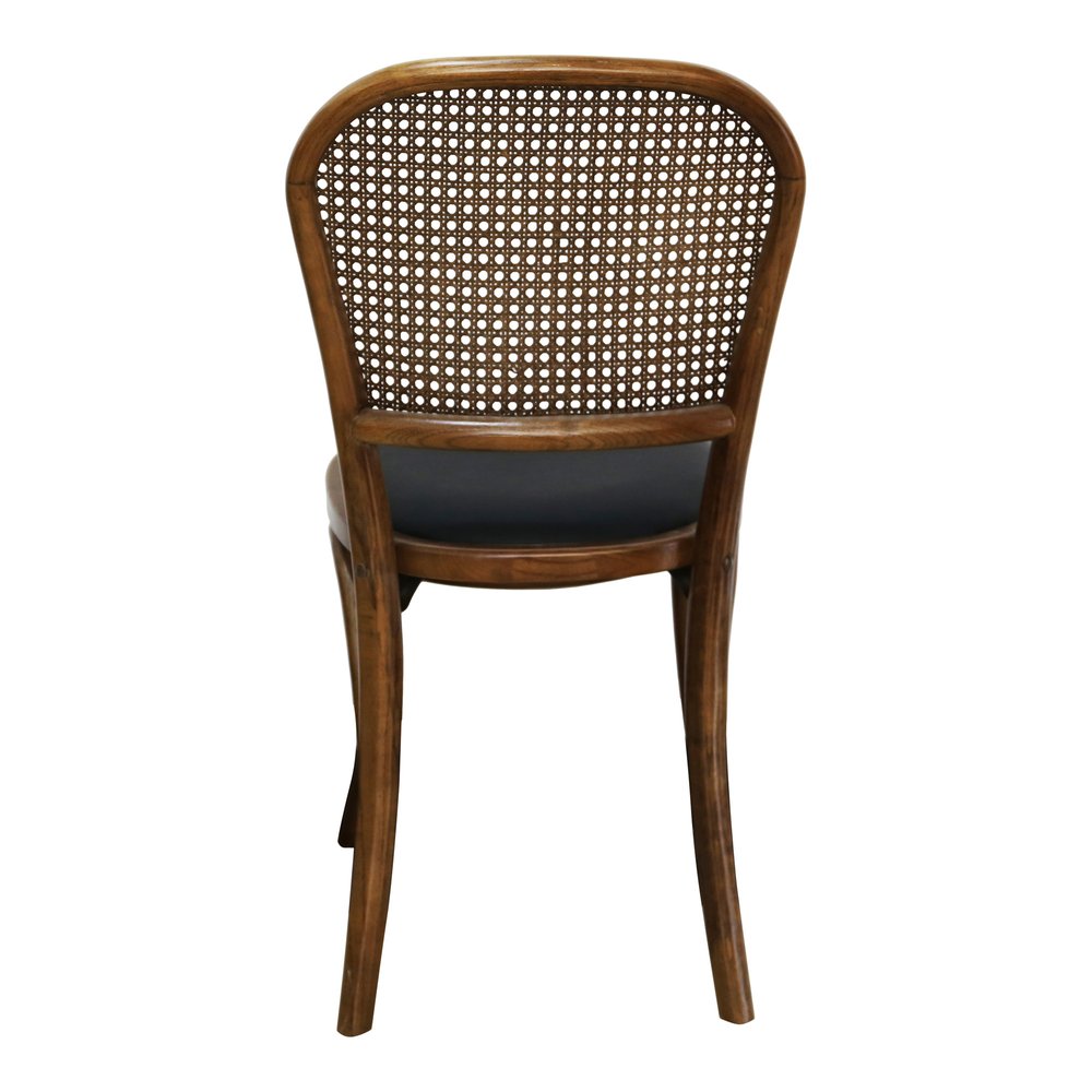 Set of Two Brown Faux Leather Open Back Dining Side Chairs