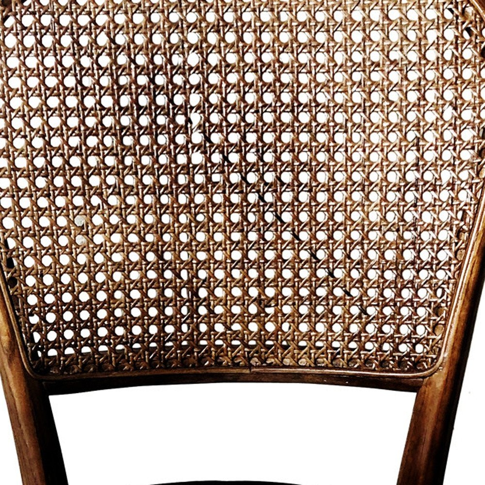 Set of Two Brown Faux Leather Open Back Dining Side Chairs
