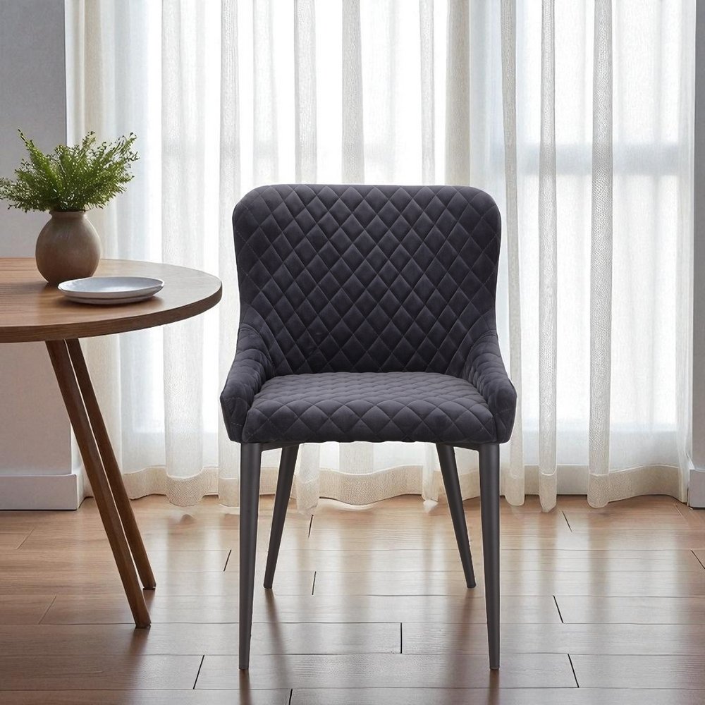 Gray Tufted Velvet Dining Side Chair