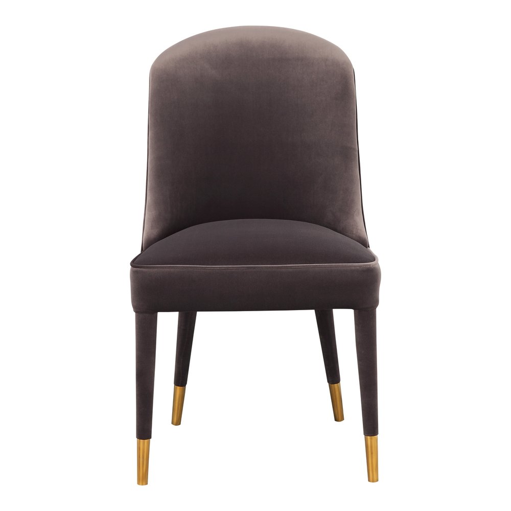 Set of Two Gray Black and Gold Velvet Dining Side Chairs