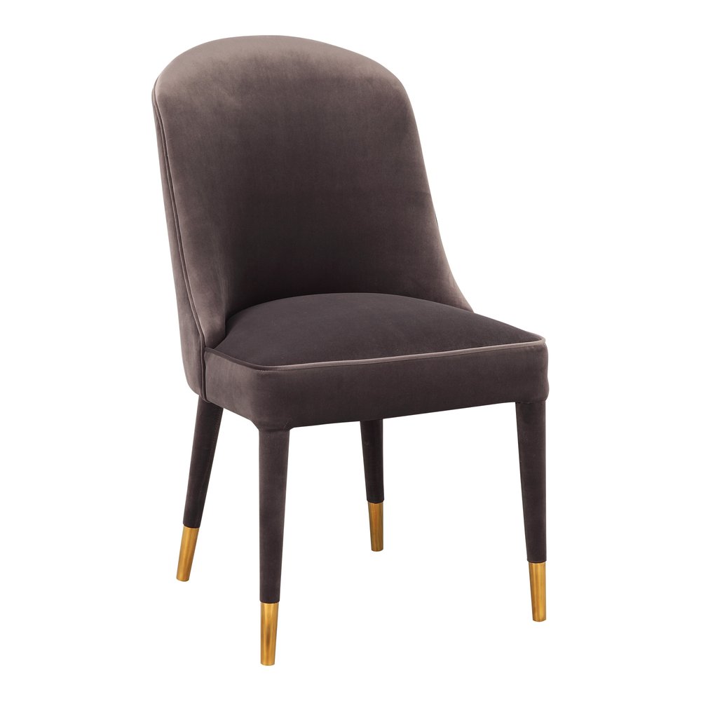 Set of Two Gray Black and Gold Velvet Dining Side Chairs