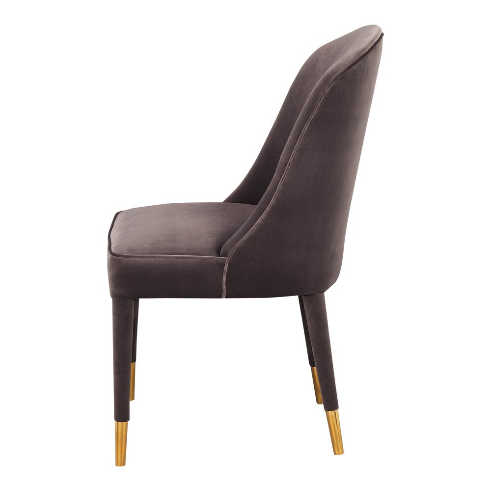Set of Two Gray Black and Gold Velvet Dining Side Chairs