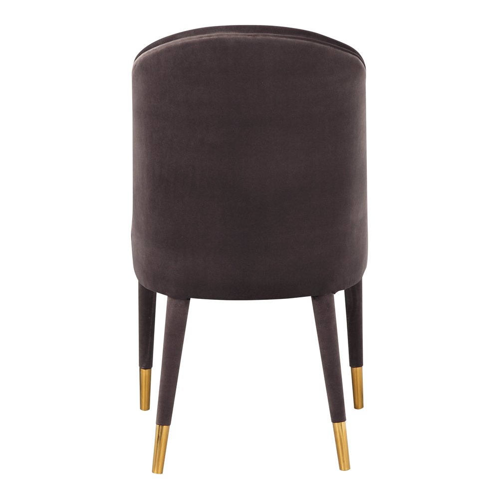 Set of Two Gray Black and Gold Velvet Dining Side Chairs