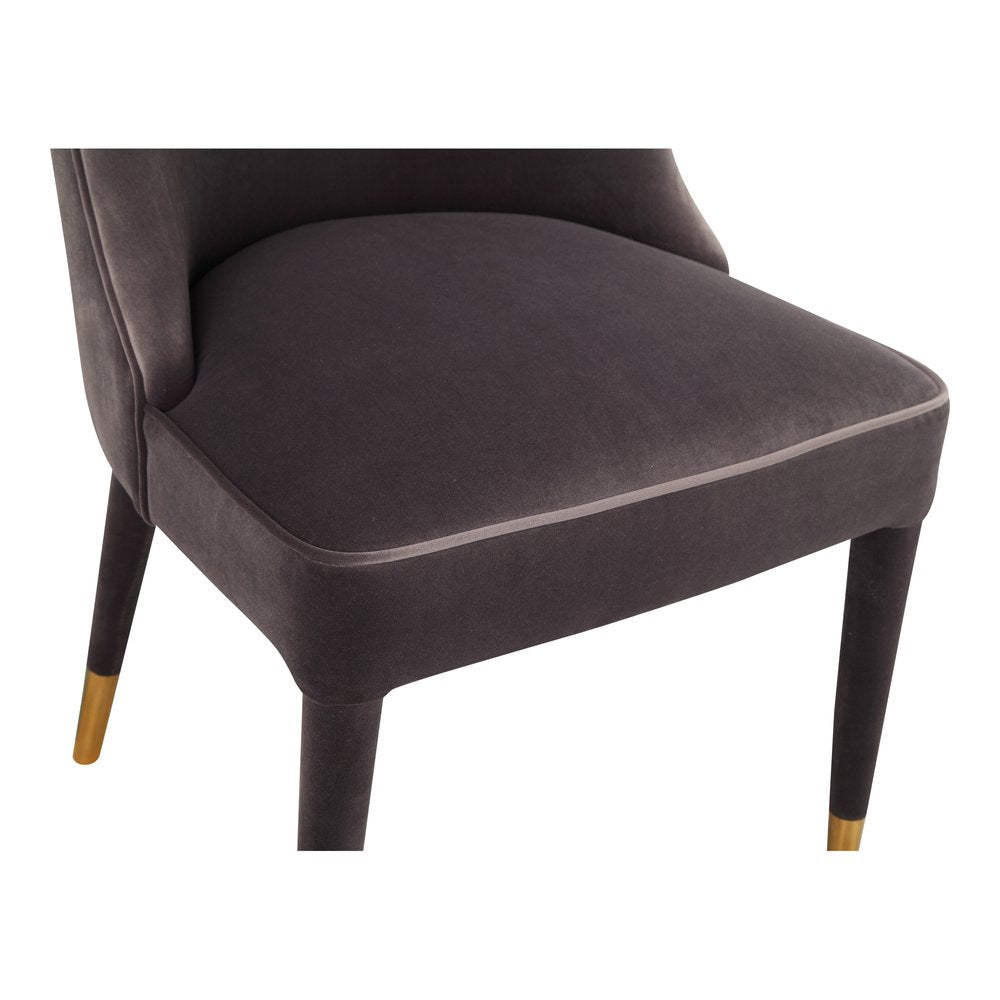 Set of Two Gray Black and Gold Velvet Dining Side Chairs