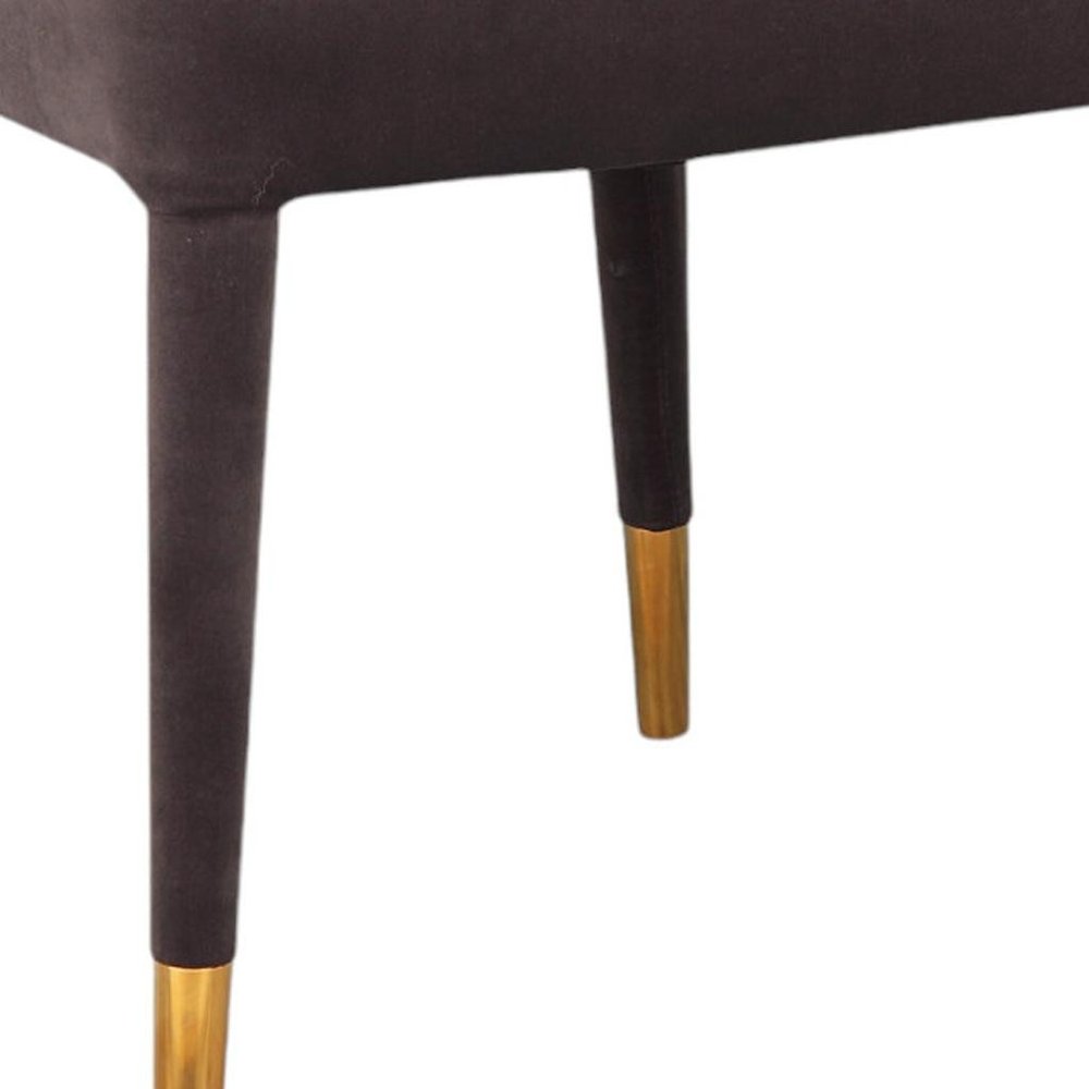 Set of Two Gray Black and Gold Velvet Dining Side Chairs
