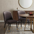 Set of Two Gray Black and Gold Velvet Dining Side Chairs