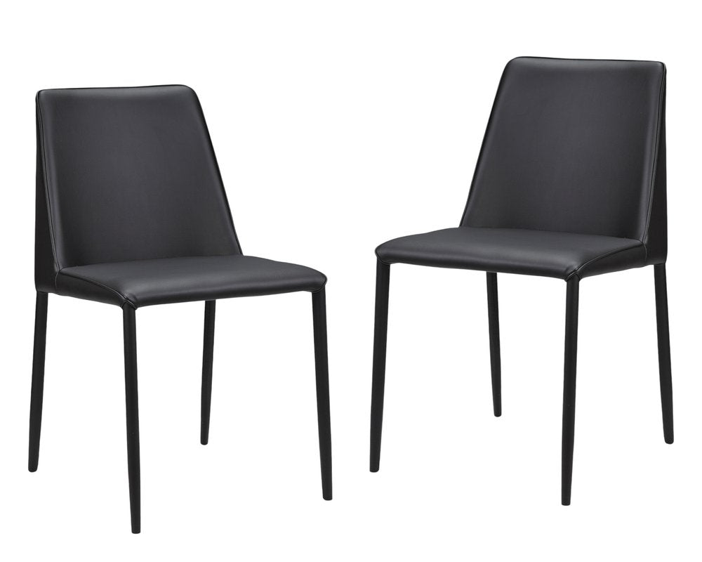 Set of Two Black Faux Leather Dining Side Chairs