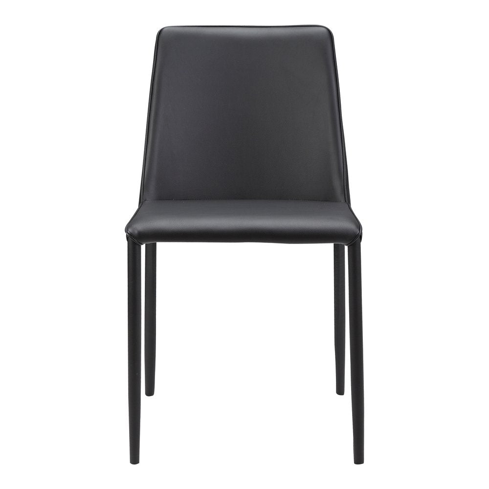 Set of Two Black Faux Leather Dining Side Chairs