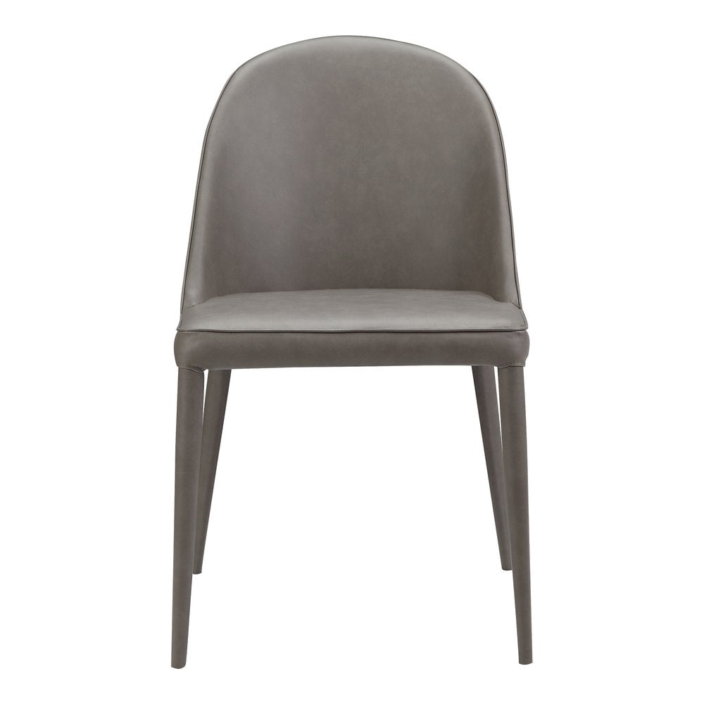 Set of Two Gray Faux Leather Dining Side Chairs