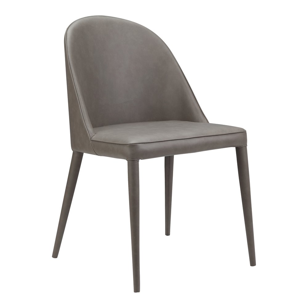 Set of Two Gray Faux Leather Dining Side Chairs