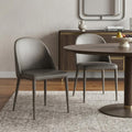 Set of Two Gray Faux Leather Dining Side Chairs