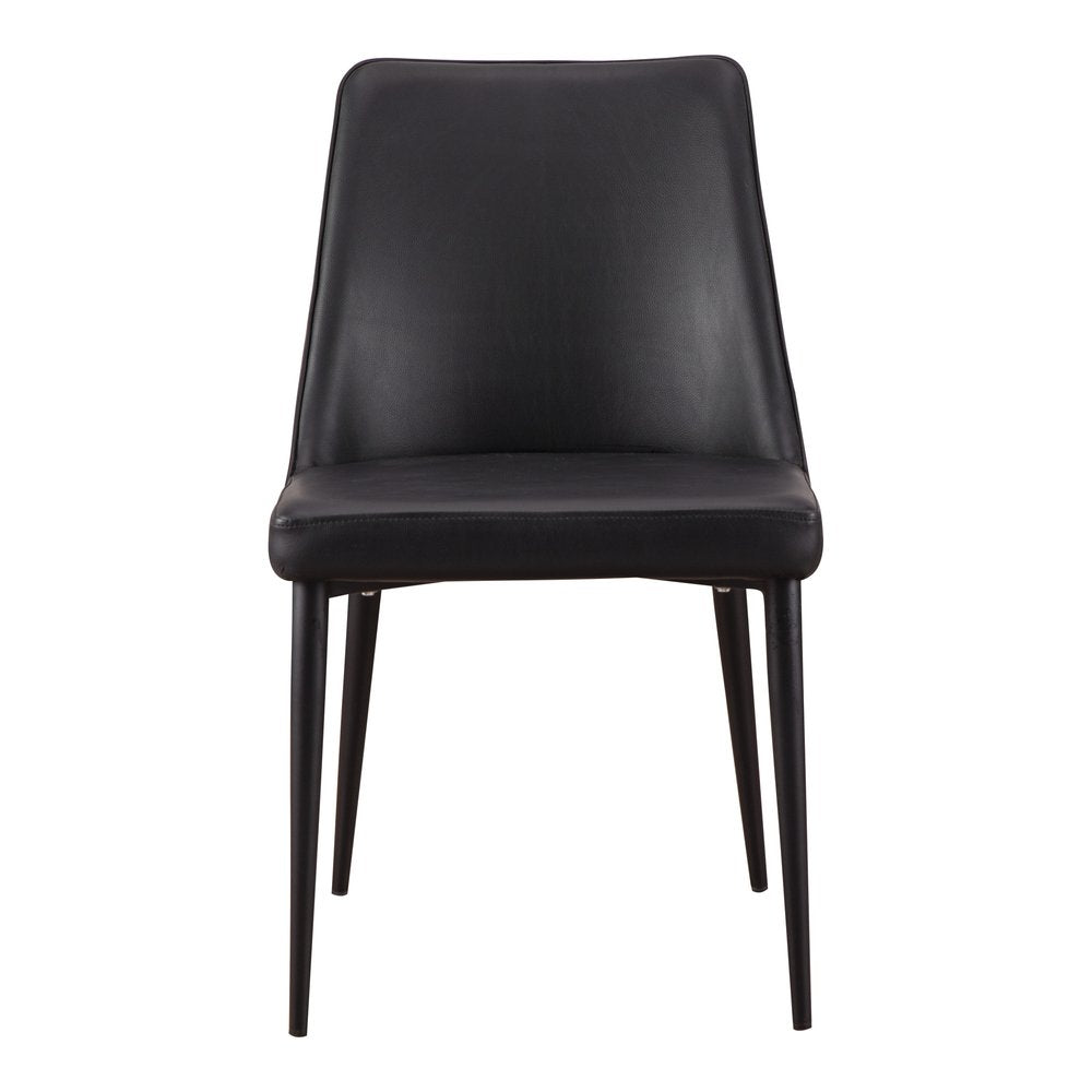 Set of Two Black Faux Leather Dining Side Chairs