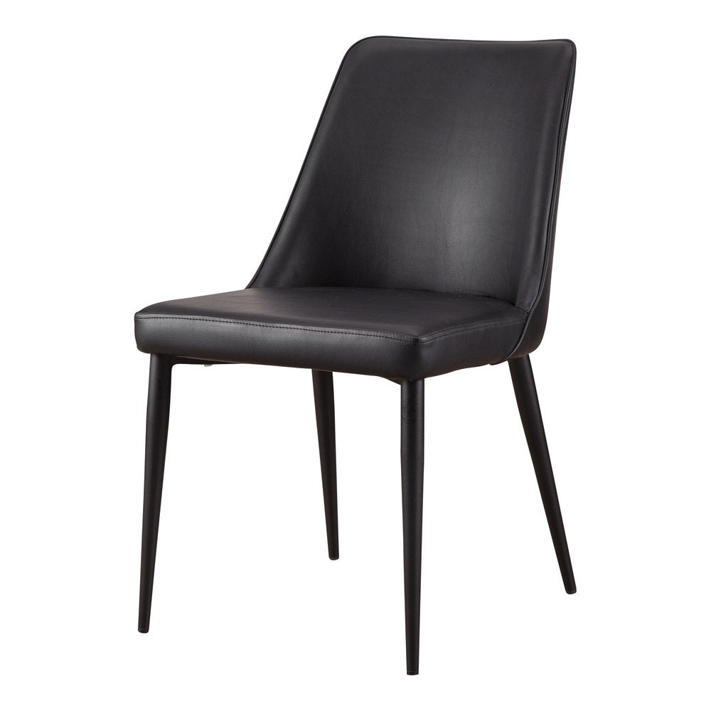 Set of Two Black Faux Leather Dining Side Chairs