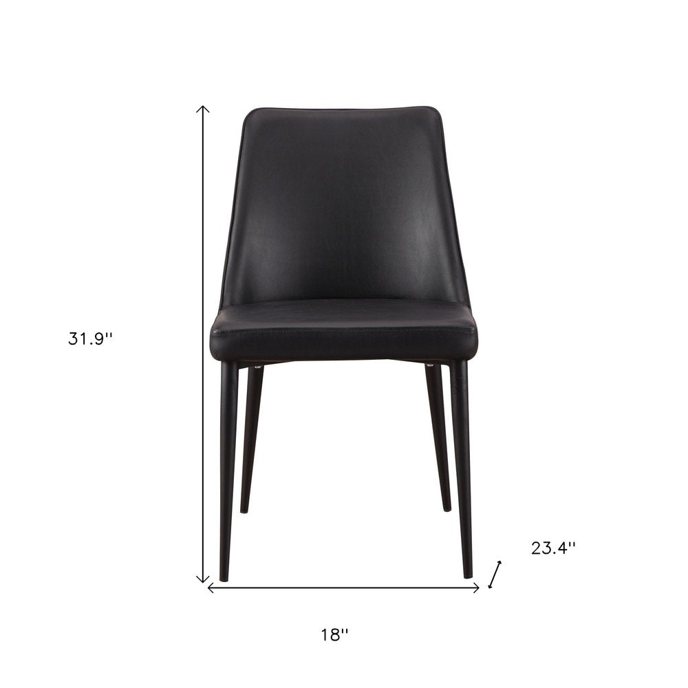 Set of Two Black Faux Leather Dining Side Chairs