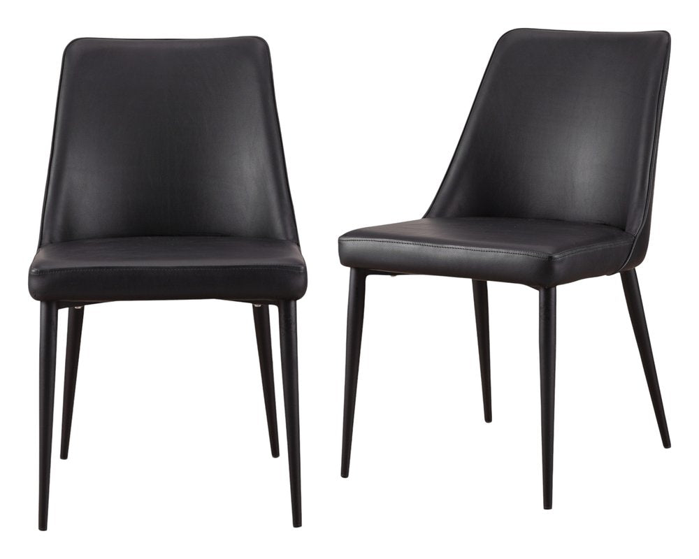 Set of Two Black Faux Leather Dining Side Chairs