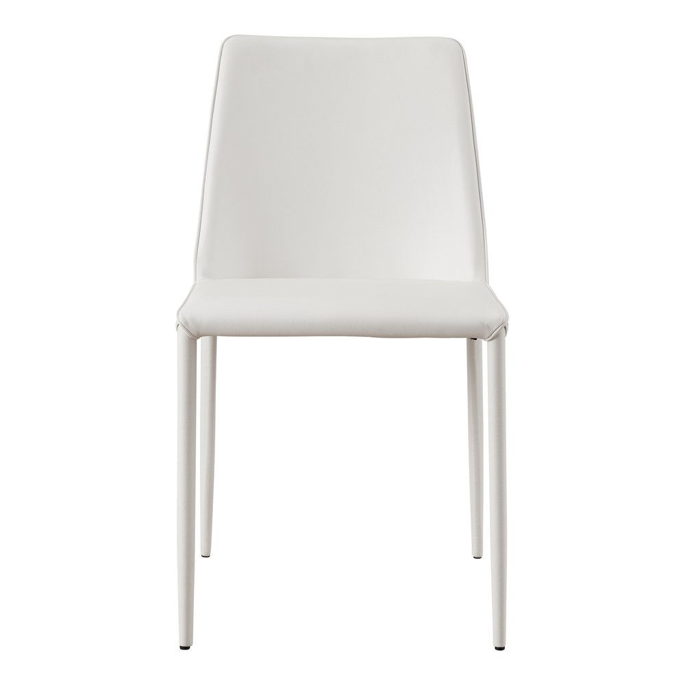 Set of Two White Faux Leather Dining Side Chairs