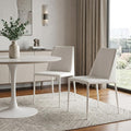 Set of Two White Faux Leather Dining Side Chairs