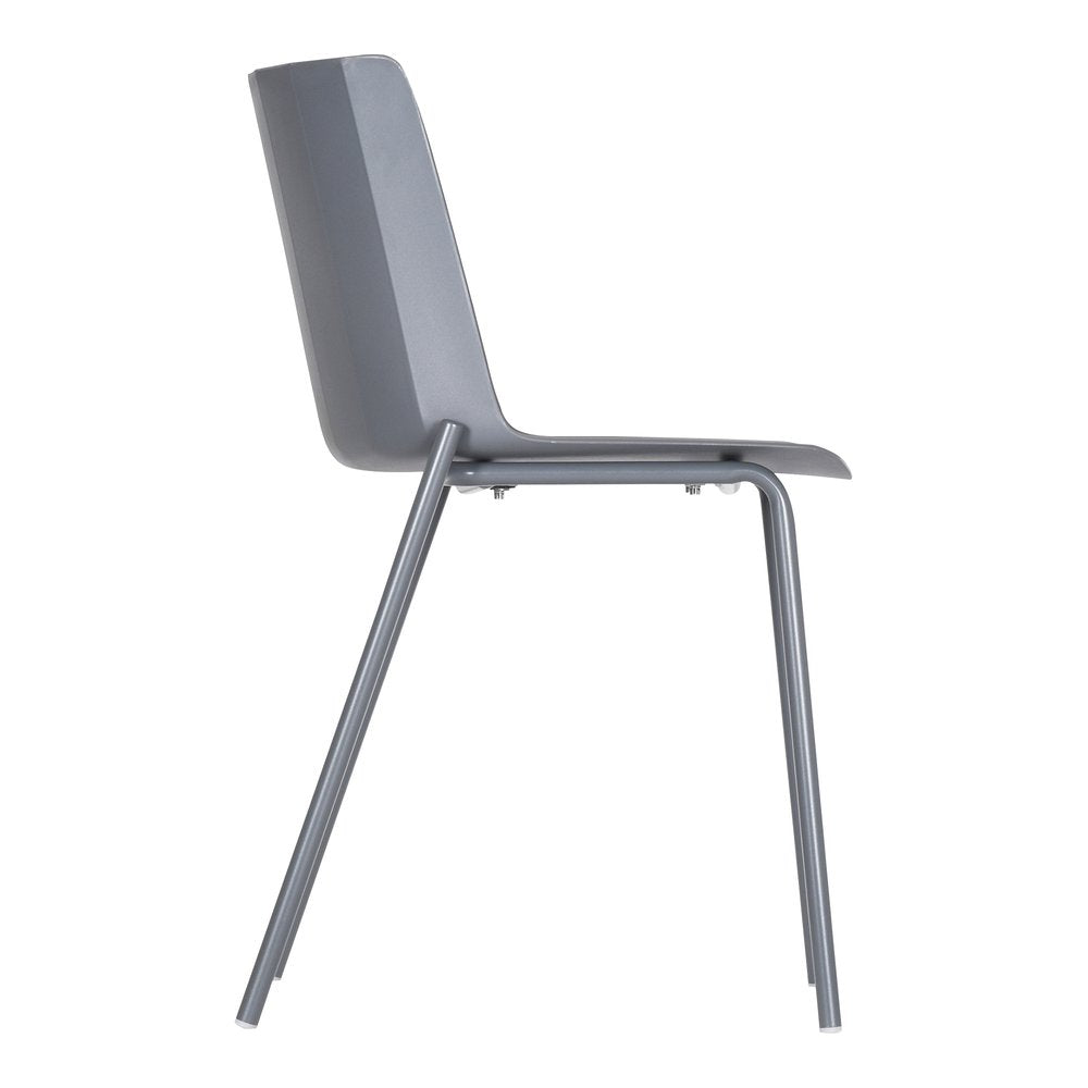 Set of Two Gray Steel and Heavy Duty Plastic Dining Side Chairs