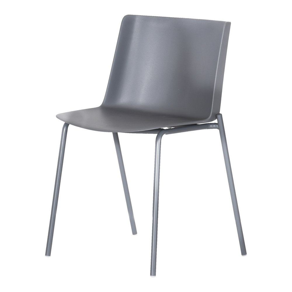 Set of Two Gray Steel and Heavy Duty Plastic Dining Side Chairs